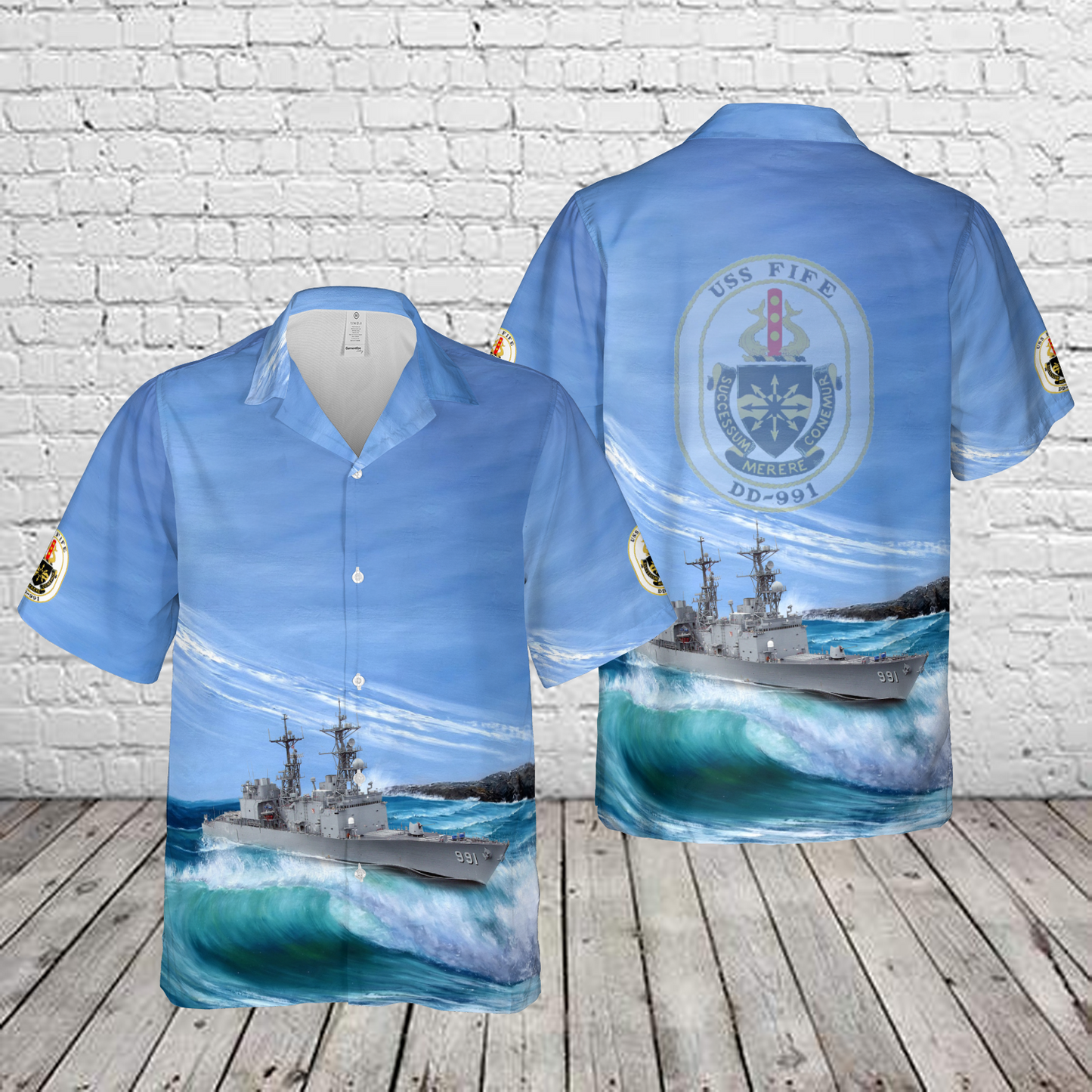 US Navy USS Fife (DD-991) Hawaiian Shirt