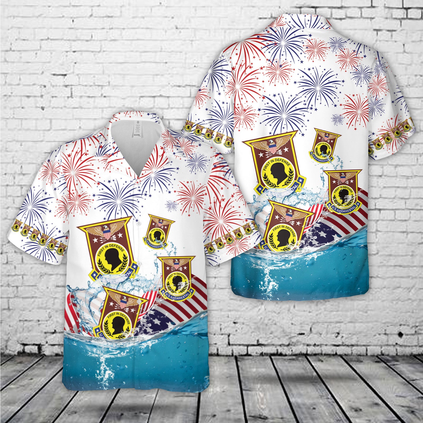 US Navy USS Forrestal (CV-59), 4th Of July Hawaiian Shirt