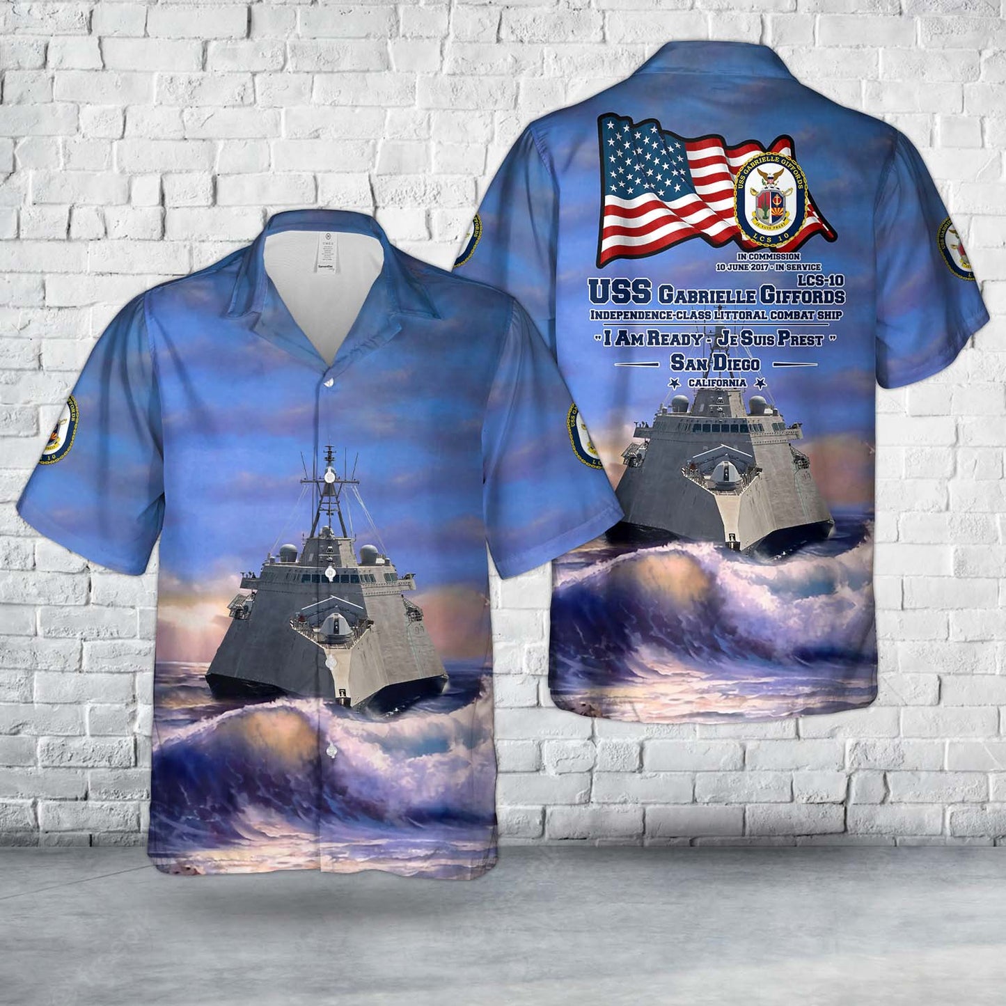 US Navy USS Gabrielle Giffords (LCS-10) Independence-class littoral combat ship Hawaiian Shirt
