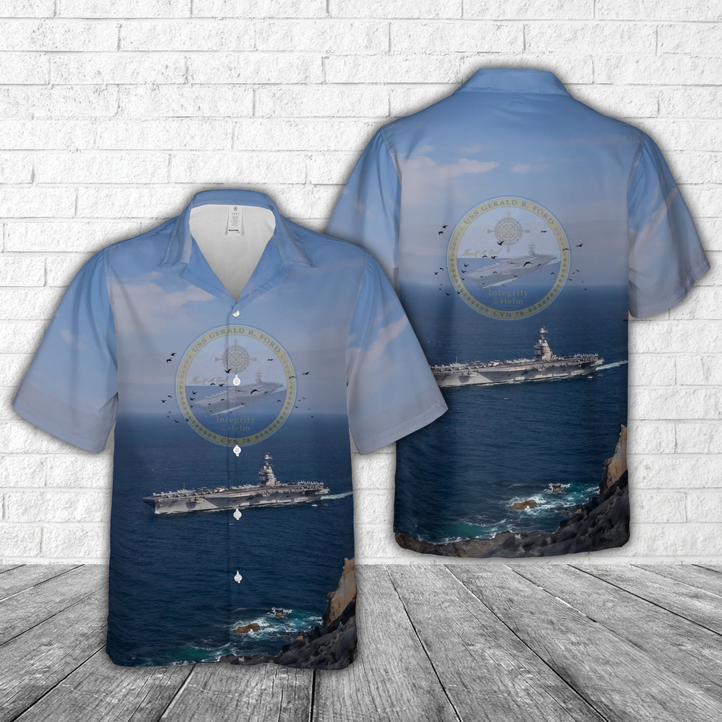 US Navy USS Gerald R. Ford (CVN-78) Hawaiian Shirt
