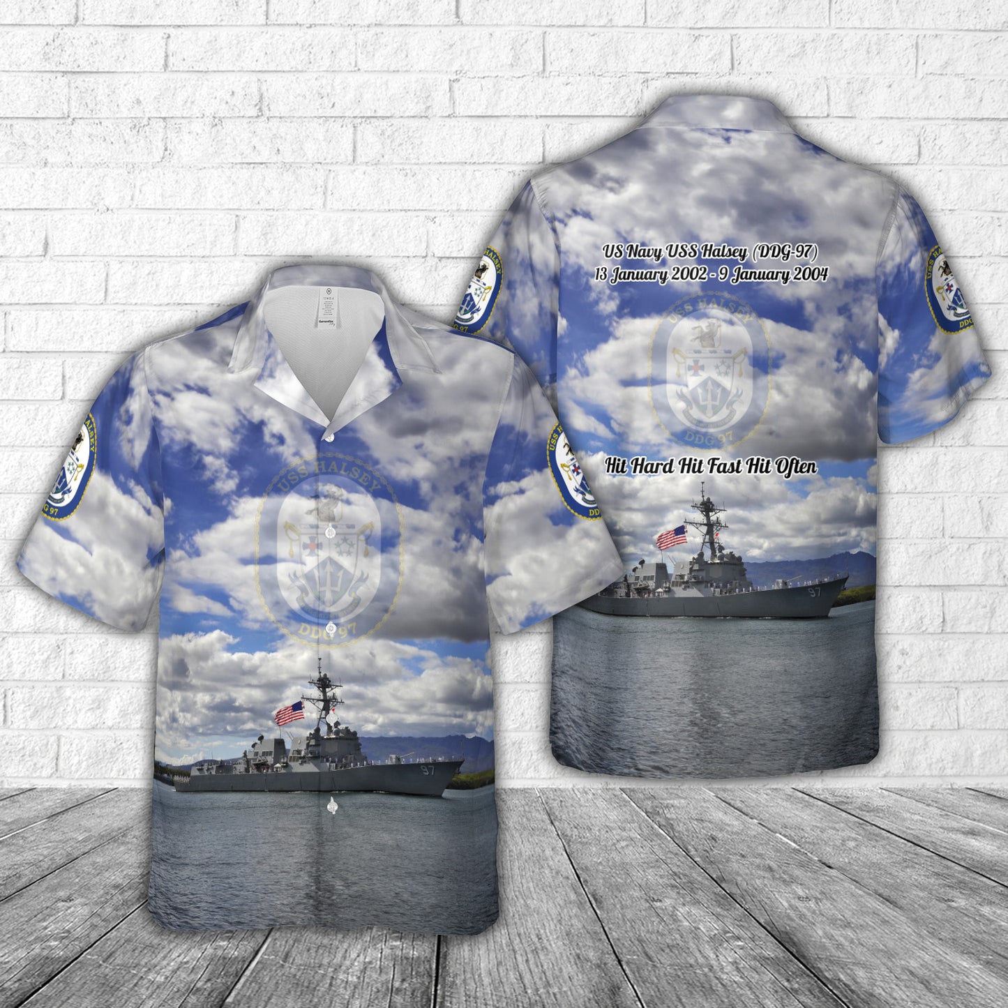 US Navy USS Halsey (DDG-97) Hawaiian Shirt