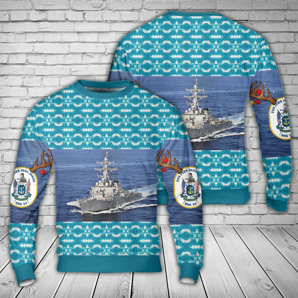 US Navy USS John Paul Jones (DDG-53) Arleigh Burke-class guided-missile destroyers Christmas Sweater