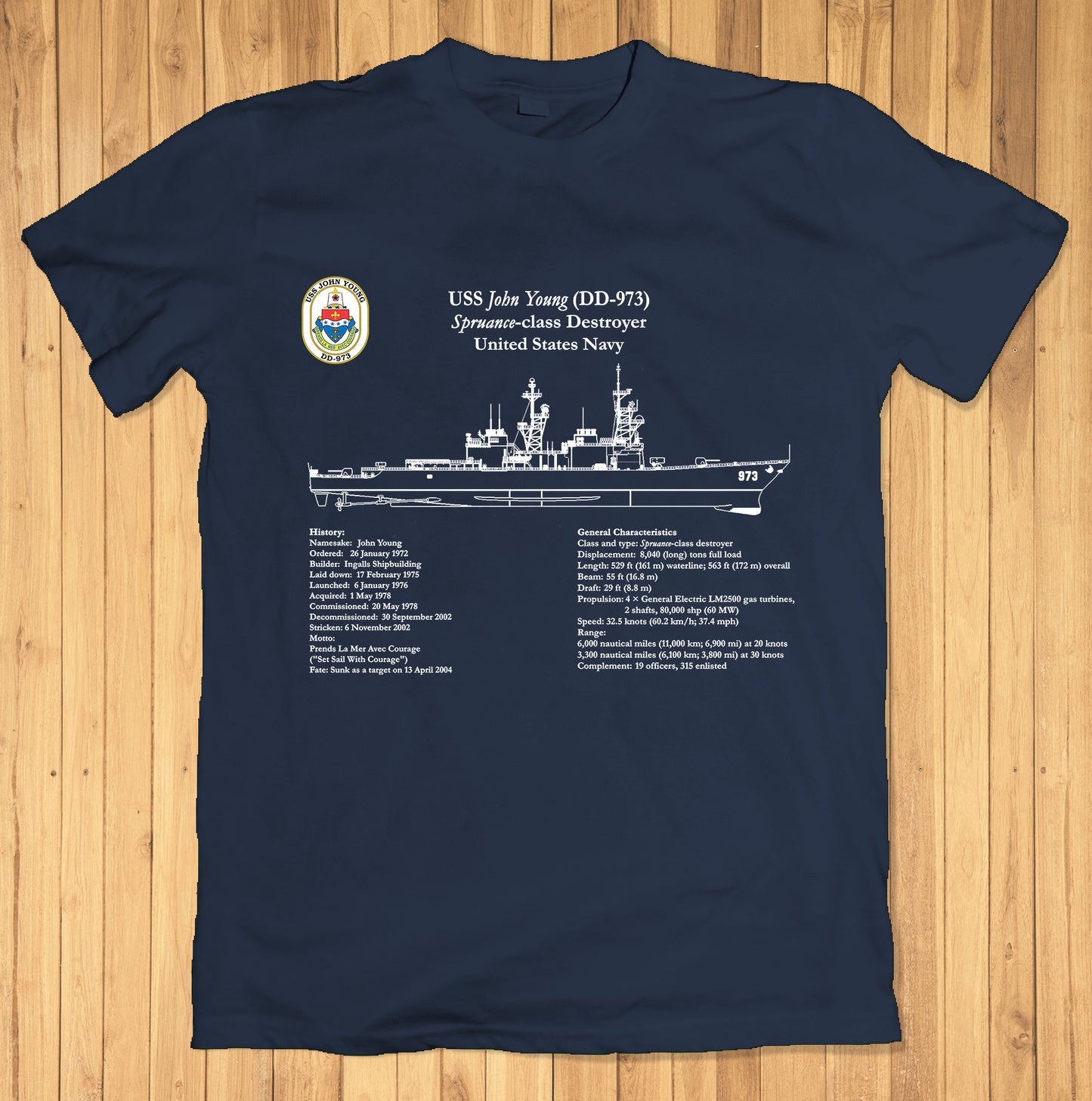 US Navy USS John Young (DD-973) Classic Unisex T-Shirt Gildan 5000 (Made In US) DLMP1004PT09