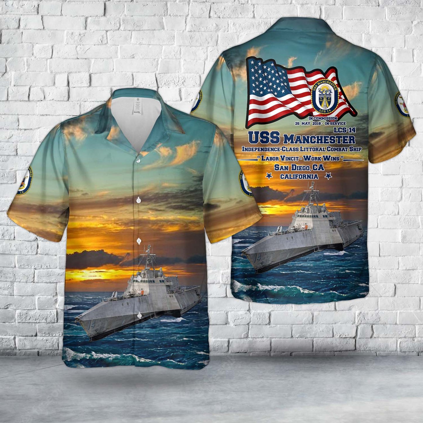 US Navy USS Manchester (LCS-14) Independence-class littoral combat ship Hawaiian Shirt