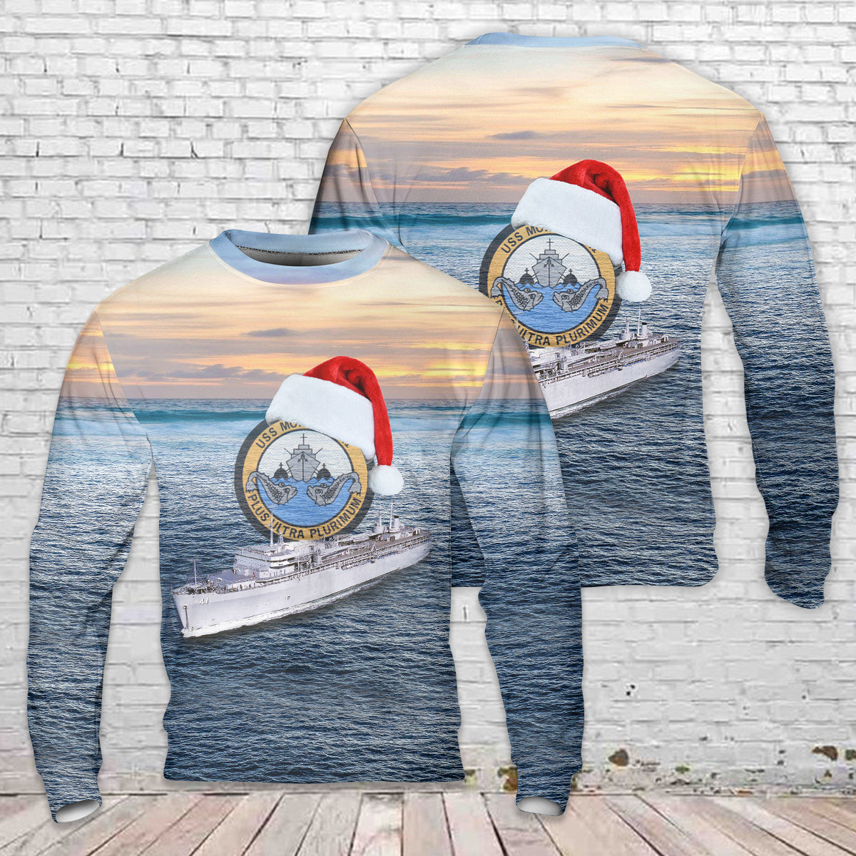 US Navy USS McKee (AS-41) Christmas AOP Sweater