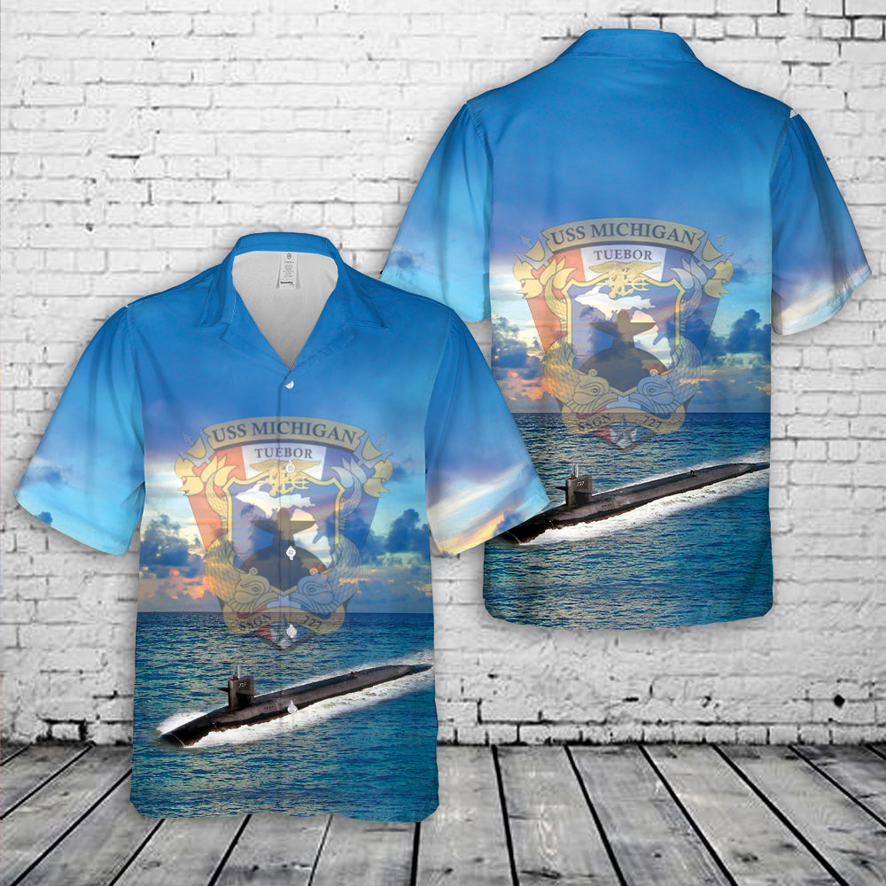 US Navy USS Michigan (SSGN-727) Ohio-class submarine Guided-missile submarines Hawaiian Shirt