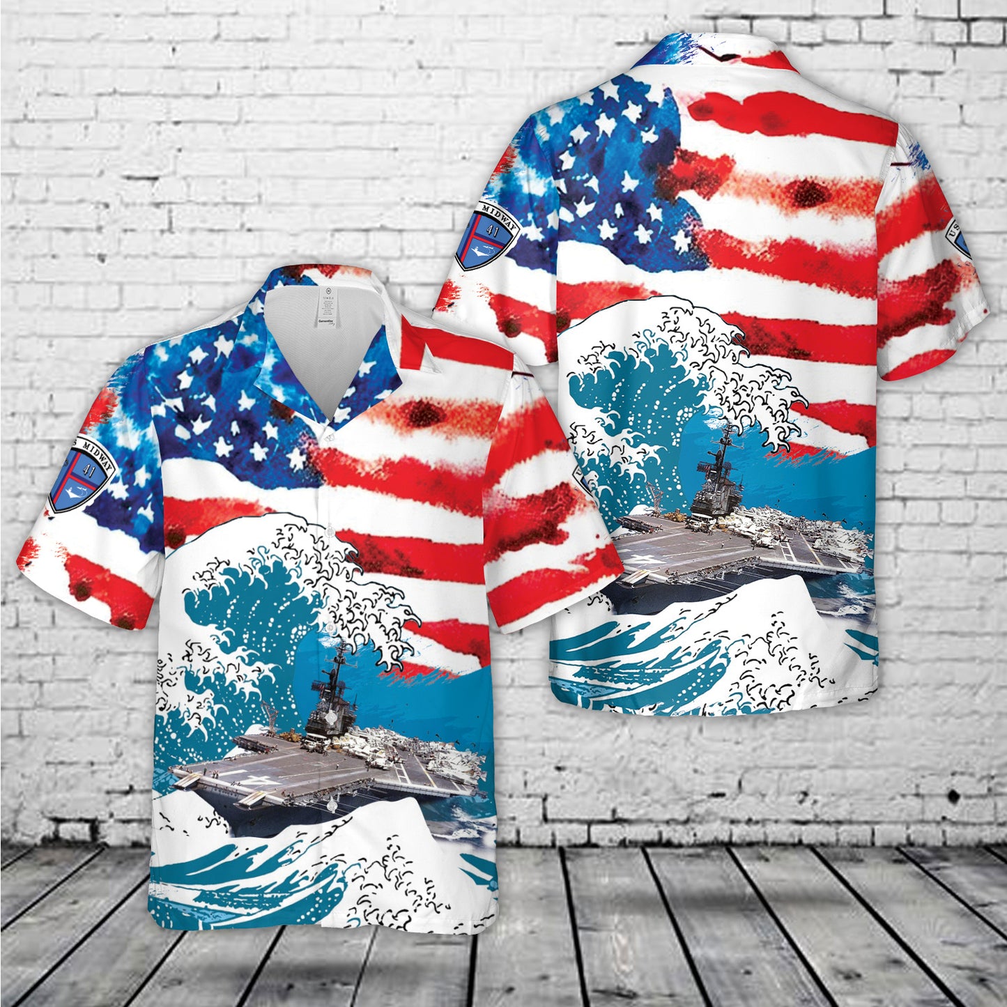 US Navy USS Midway (CV-41), 4th Of July Hawaiian Shirt
