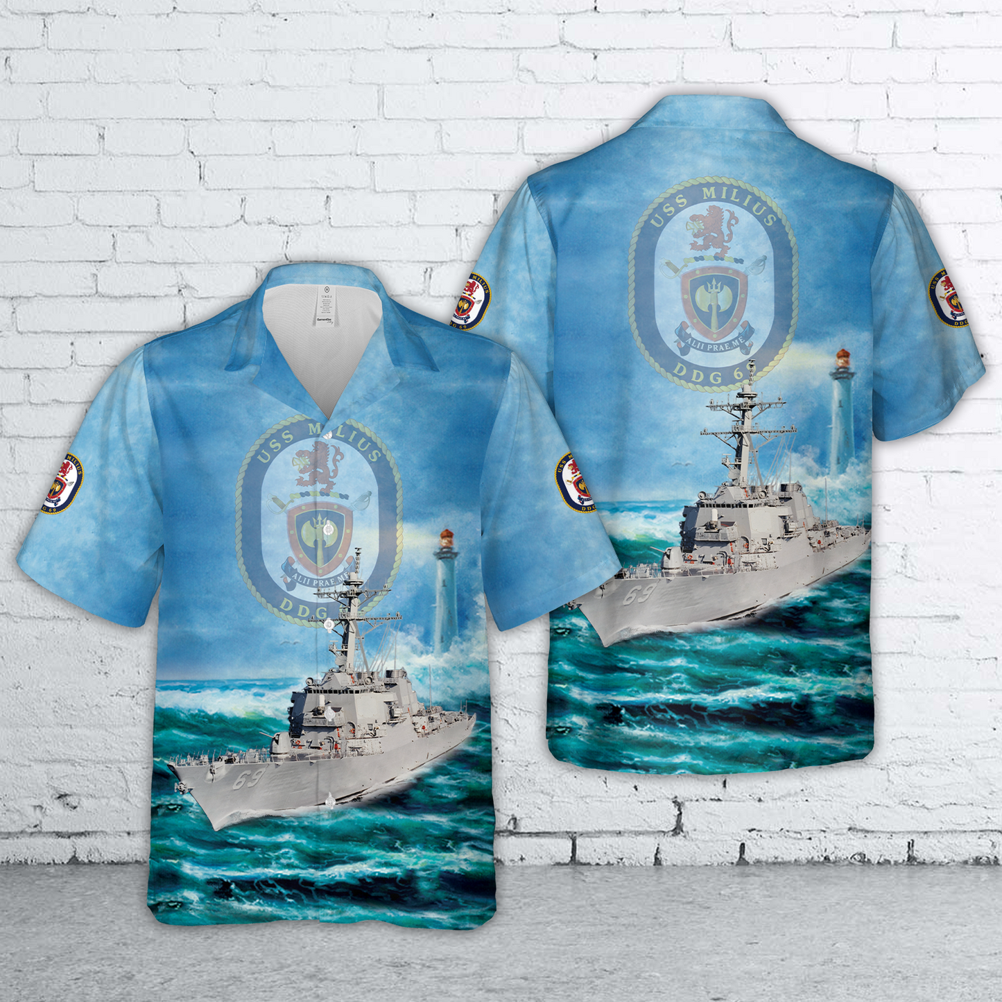 US Navy USS Milius (DDG-69) Arleigh Burke-class Aegis guided missile destroyer Hawaiian Shirt