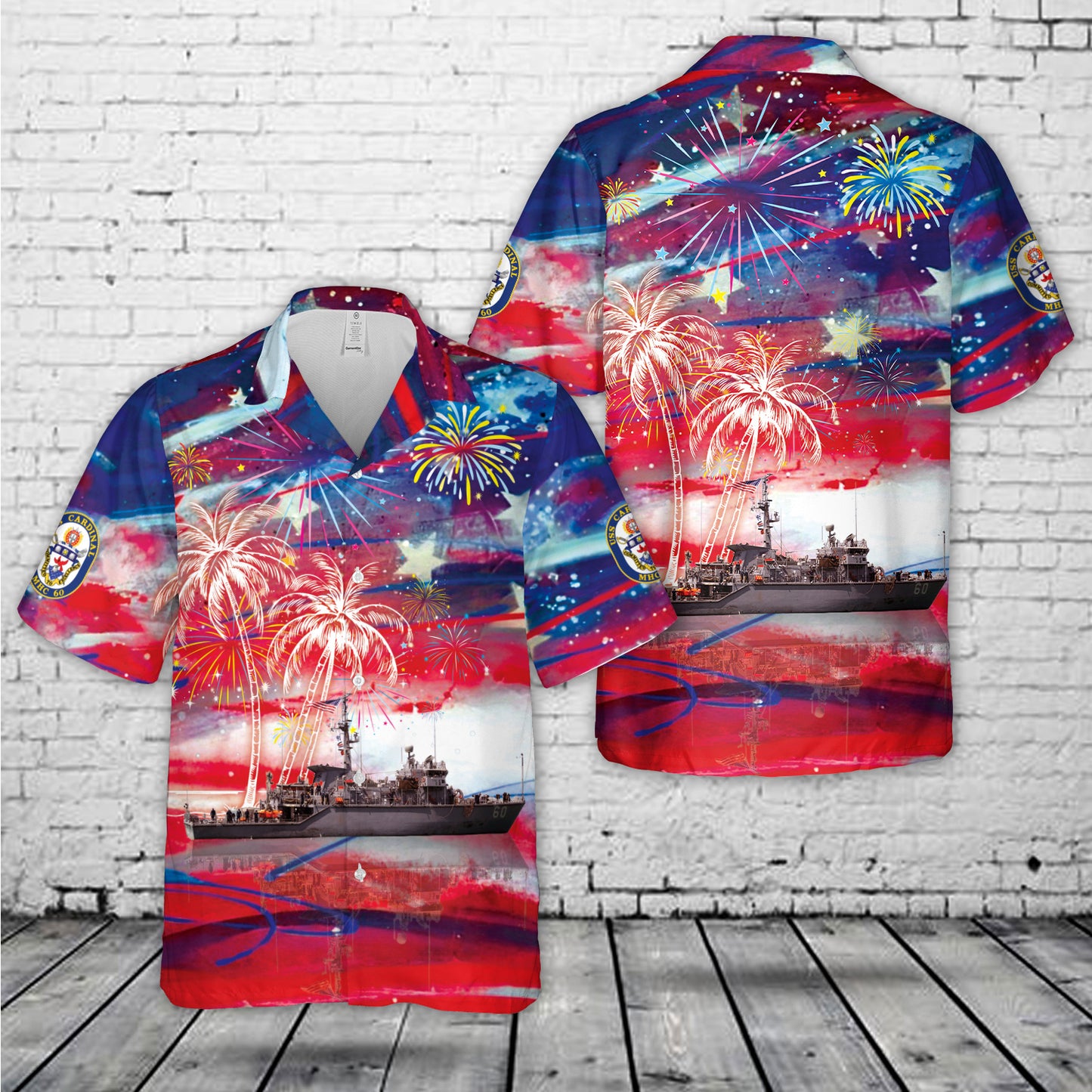 US Navy USS Missouri (BB-63), 4th Of July Hawaiian Shirt