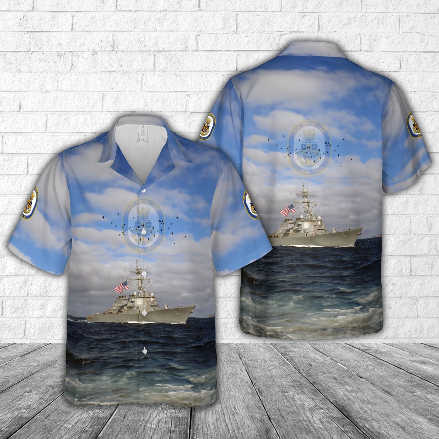 US Navy USS Mitscher (DDG-57) Arleigh Burke class Hawaiian Shirt