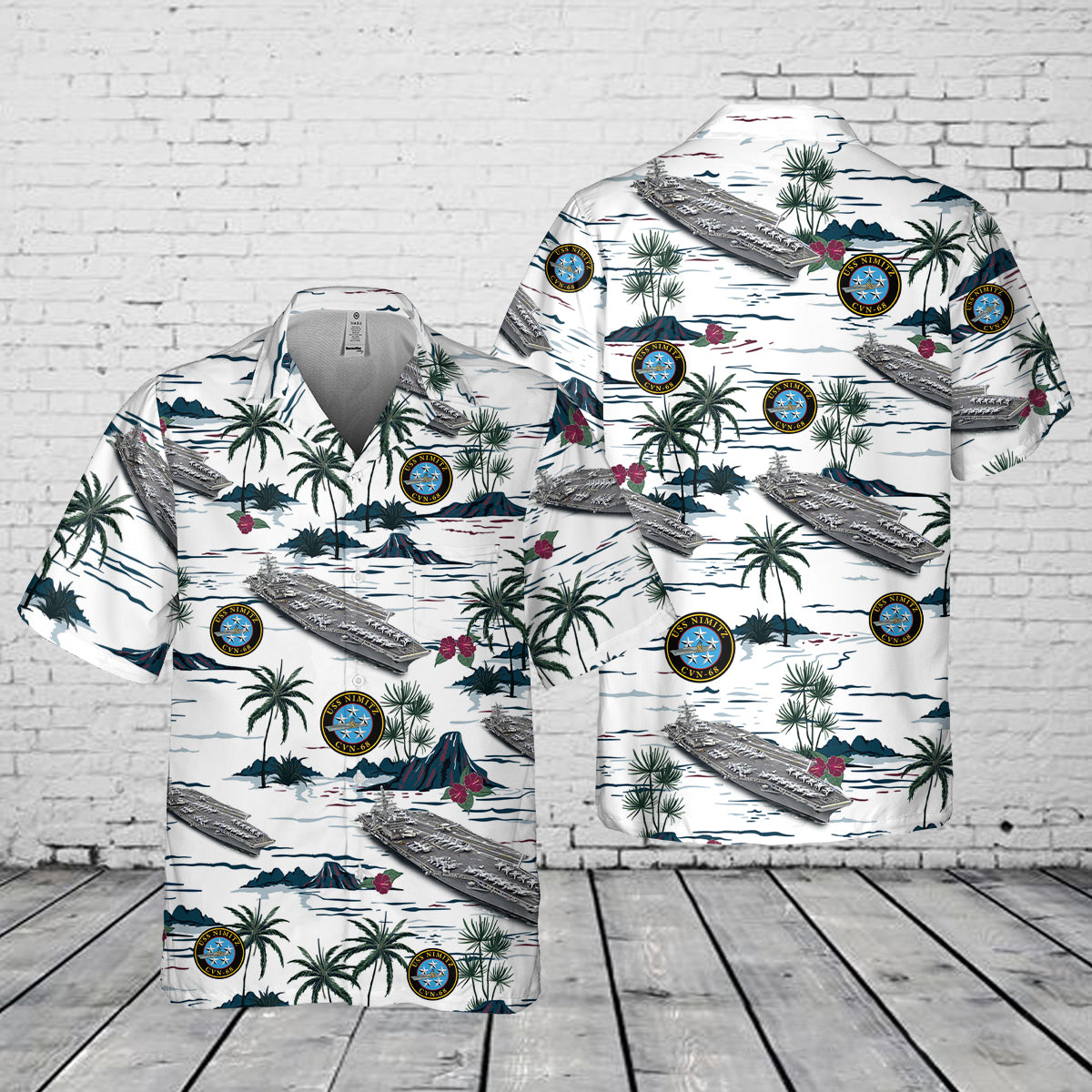 US Navy USS Nimitz (CVN-68) Pocket Hawaiian Shirt