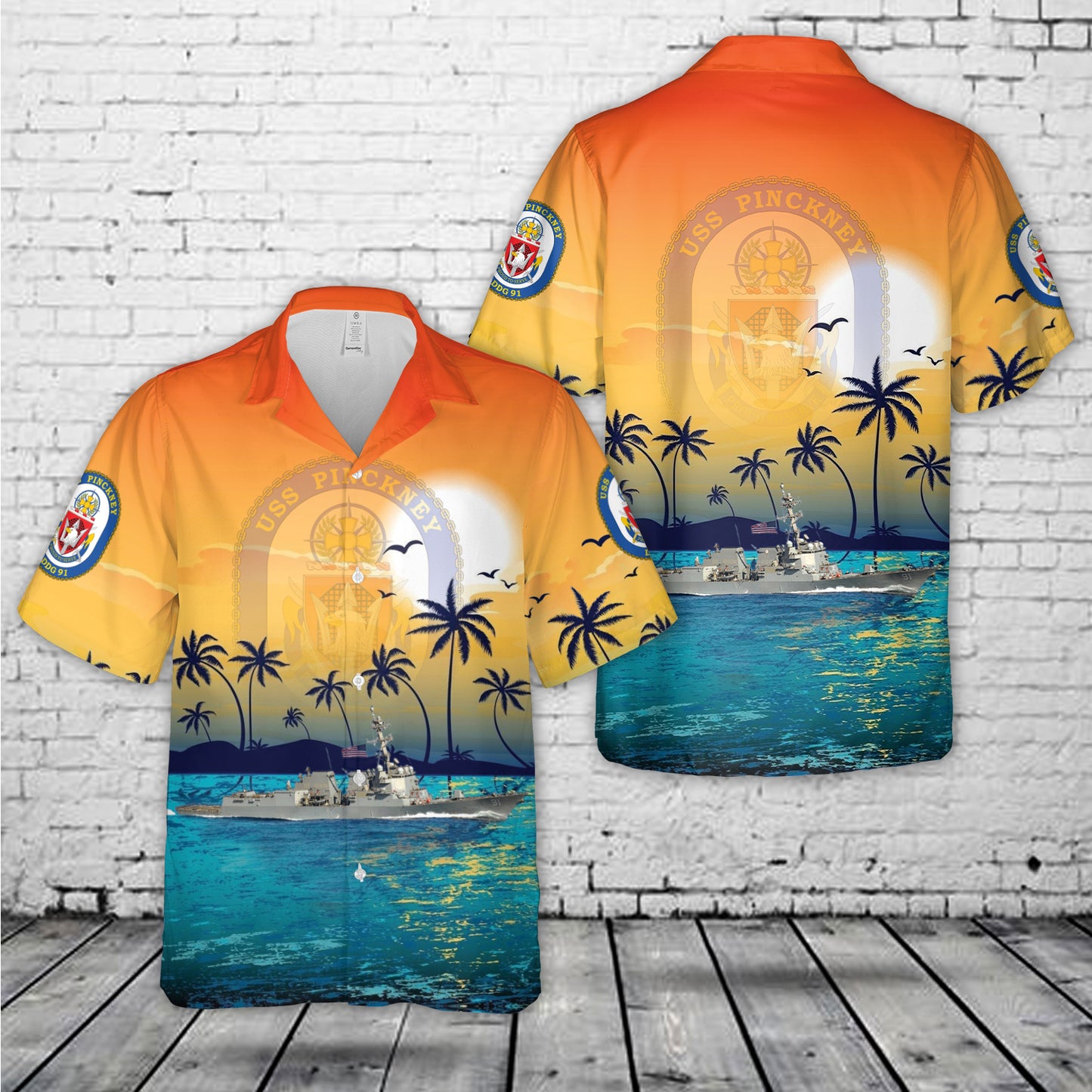 US Navy USS Pinckney DDG-91 Hawaiian Shirt