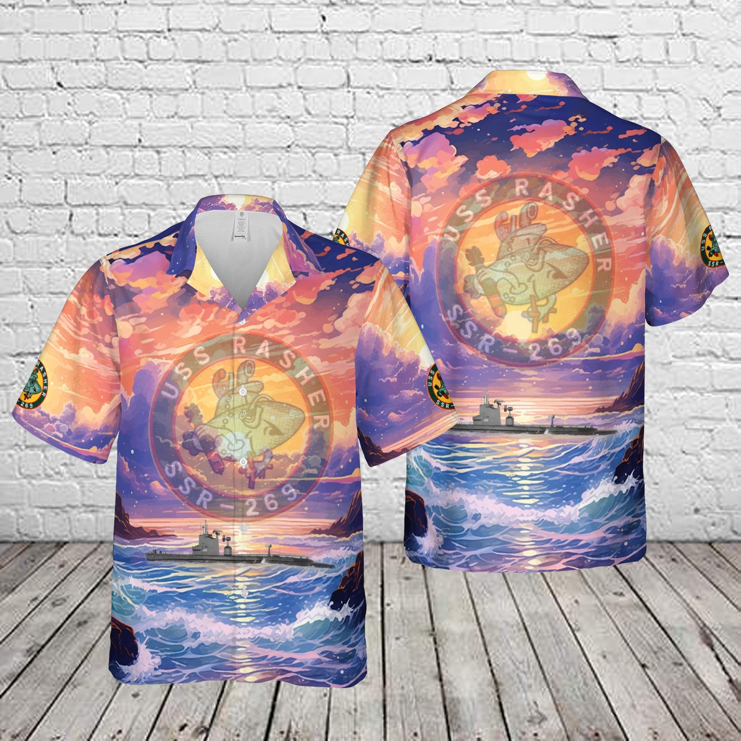 US Navy USS Rasher (SS/SSR/AGSS/IXSS-269) Gato-class submarine In WWII Hawaiian Shirt