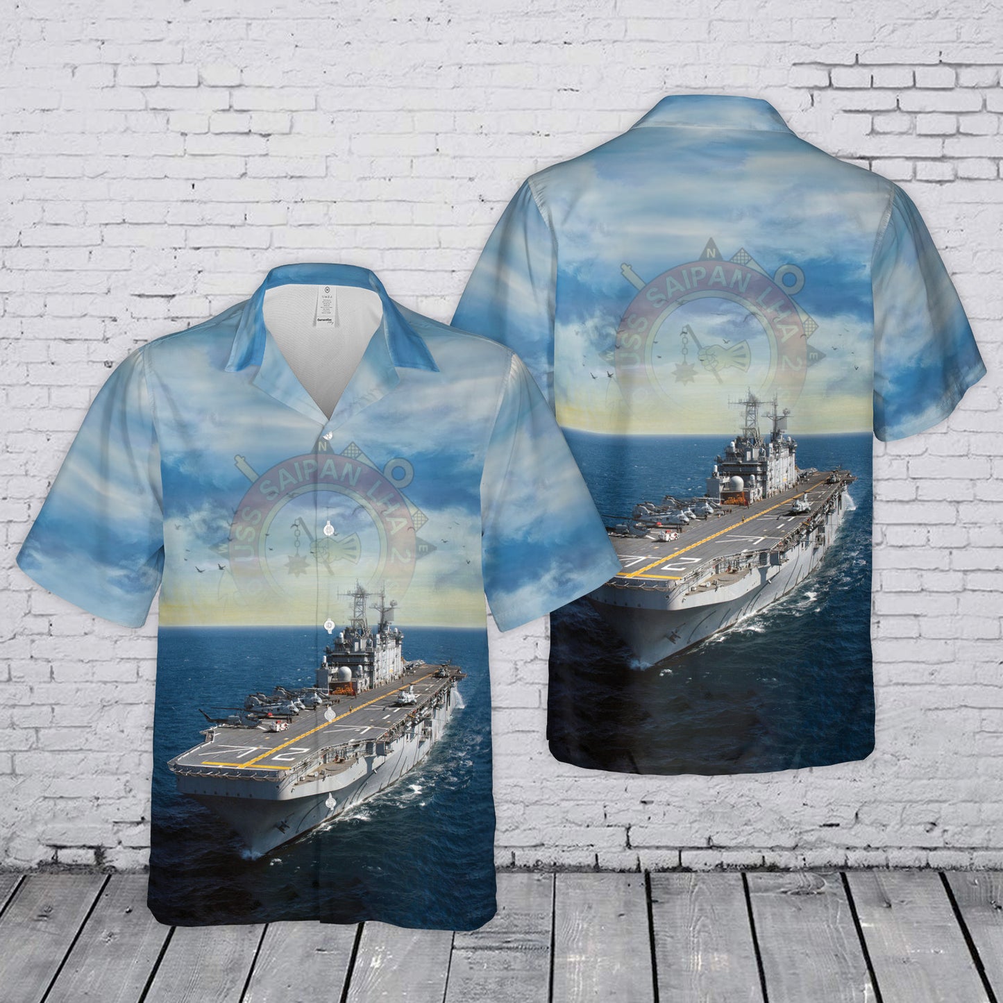US Navy USS Saipan (LHA-2) Hawaiian Shirt