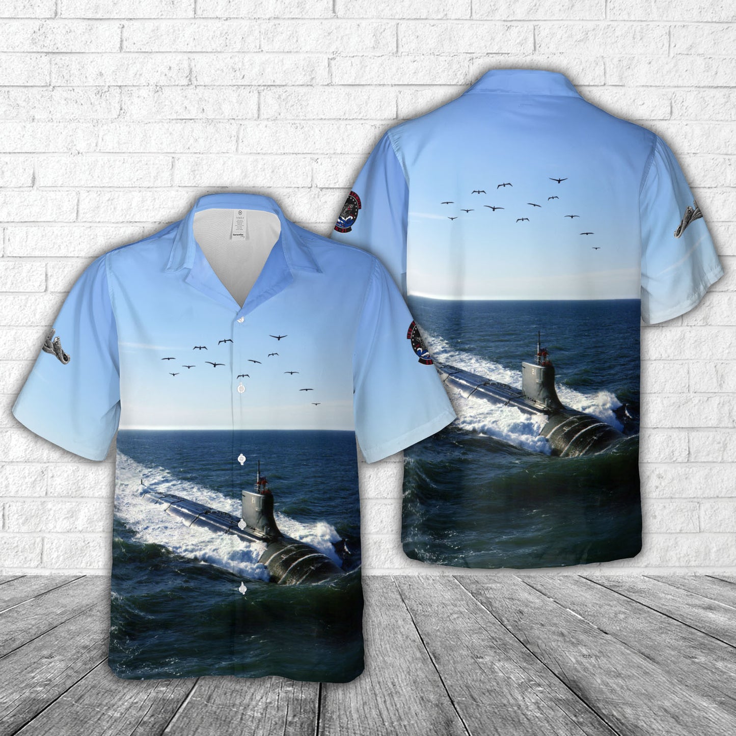 US Navy USS Seawolf (SSN-21) Submarine Dolphins Insignia Hawaiian Shirt