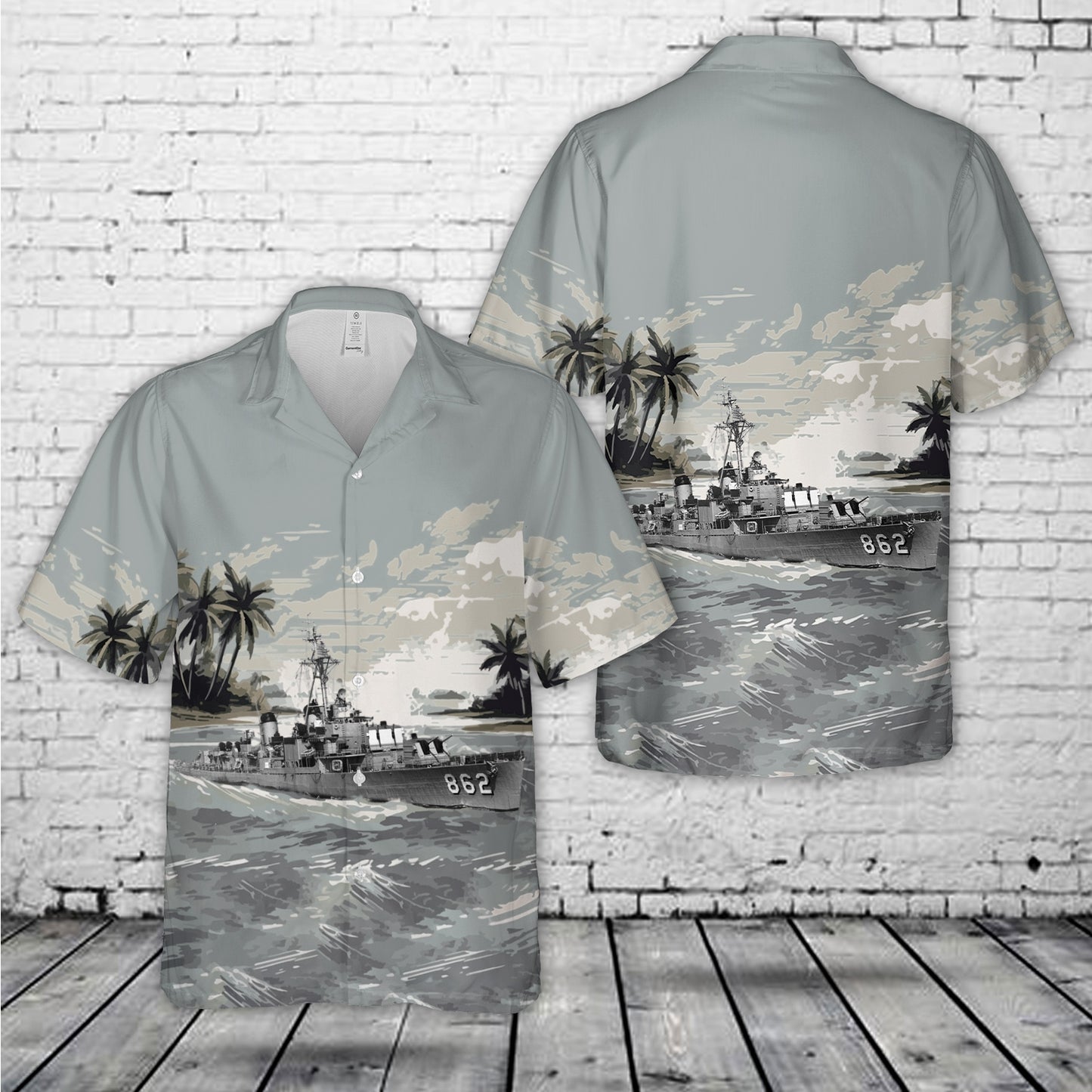 US Navy USS Vogelgesang (DD-862) Gearing-class destroyer Hawaiian Shirt