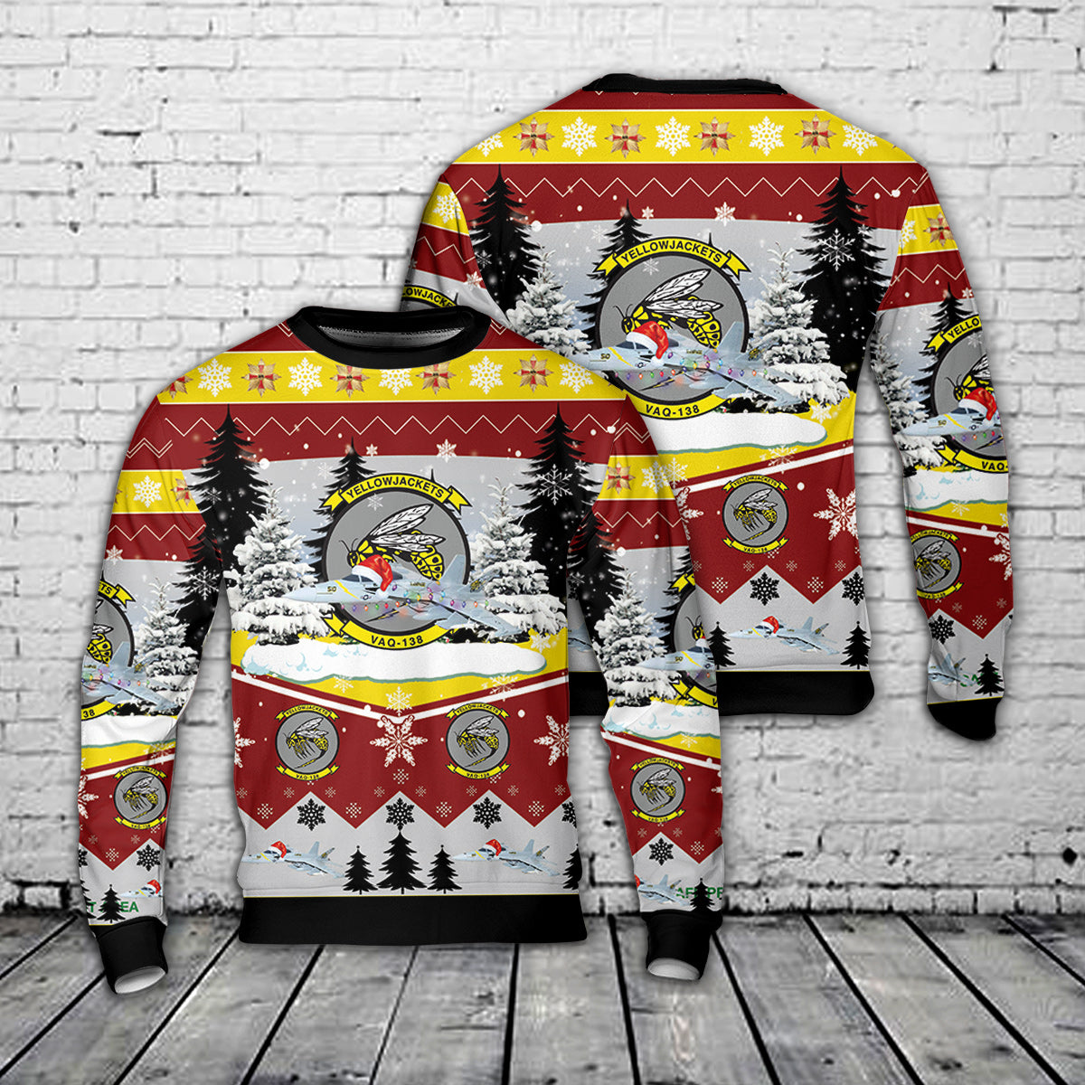 US Navy VAQ-138 Yellowjackets 2020 EA-18G Growler Christmas AOP Sweater