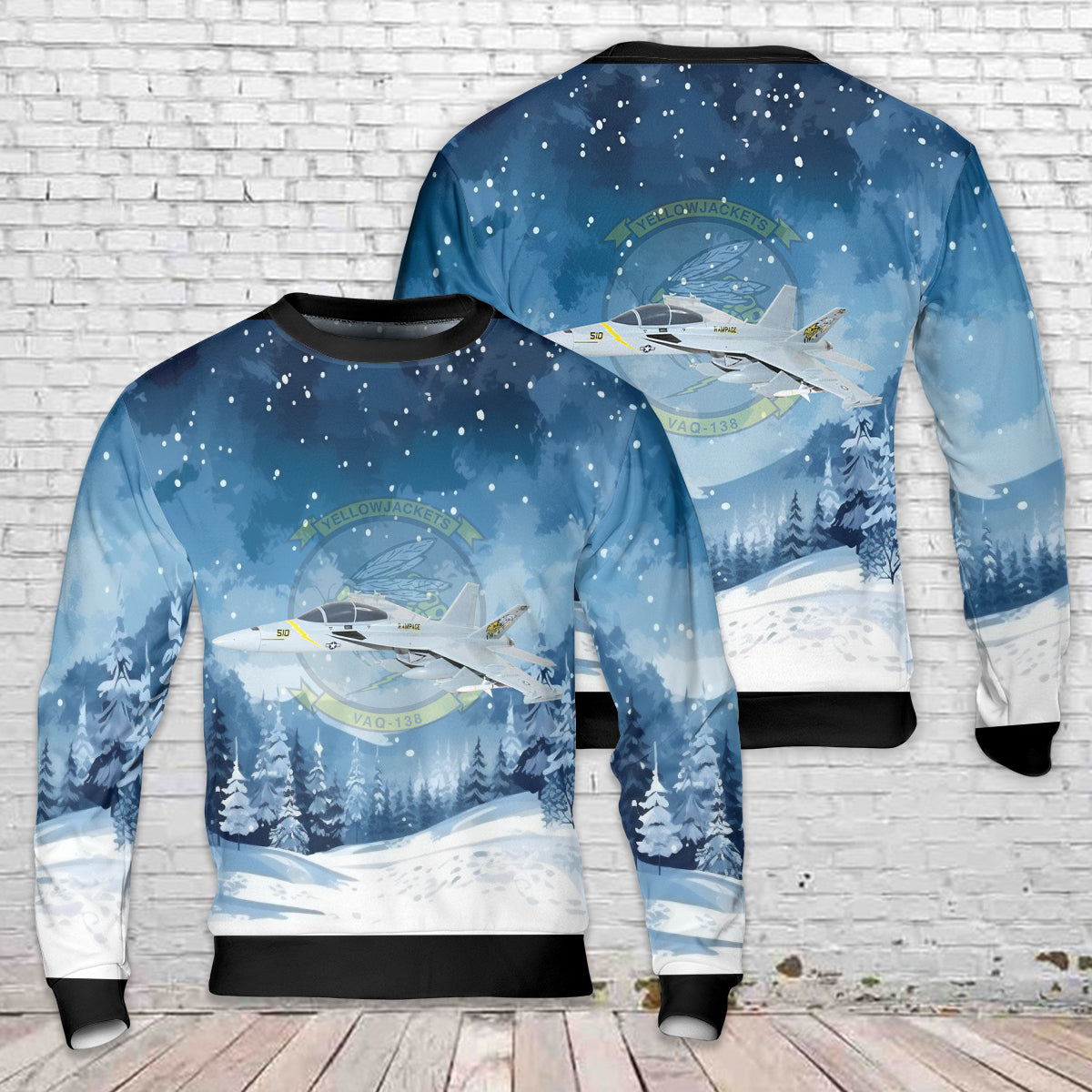 US Navy VAQ-138 Yellowjackets 2020 EA-18G Growler Christmas AOP Ugly Sweater