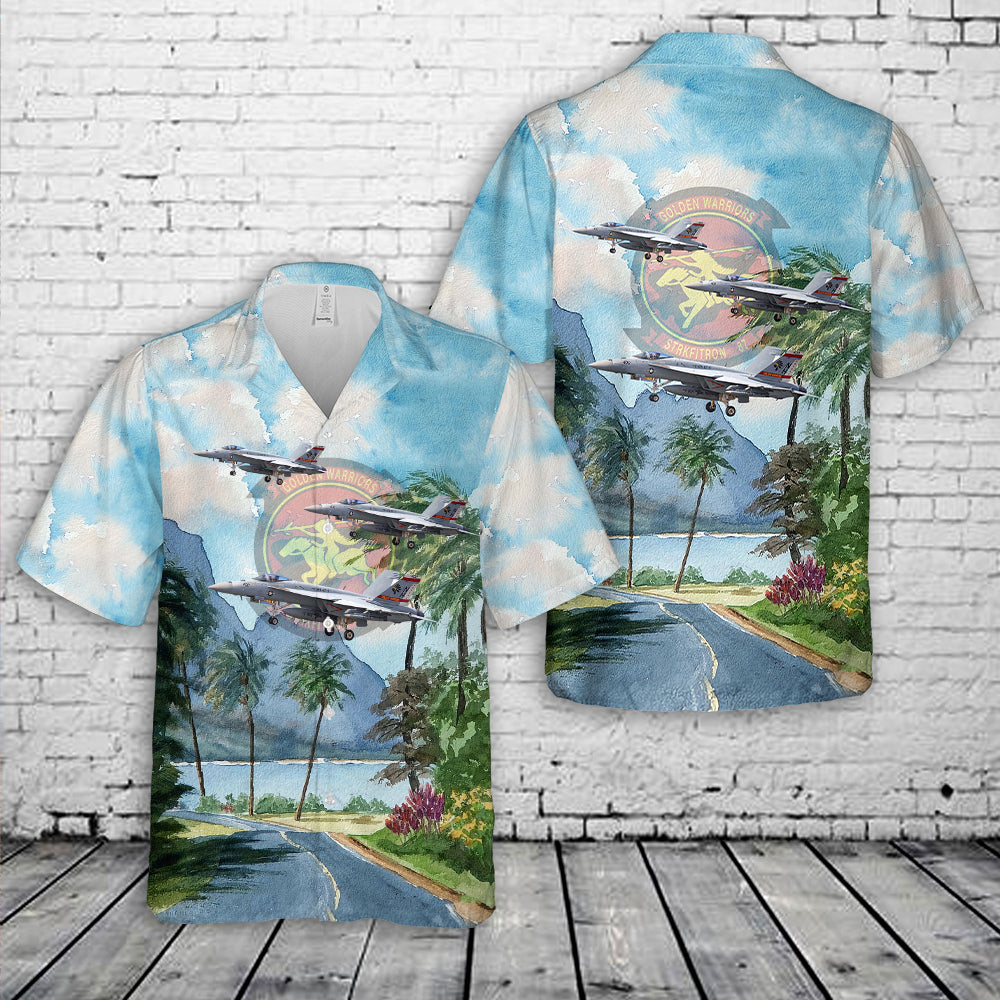 US Navy VFA-87 F/A-18E Golden Warriors Hawaiian Shirt
