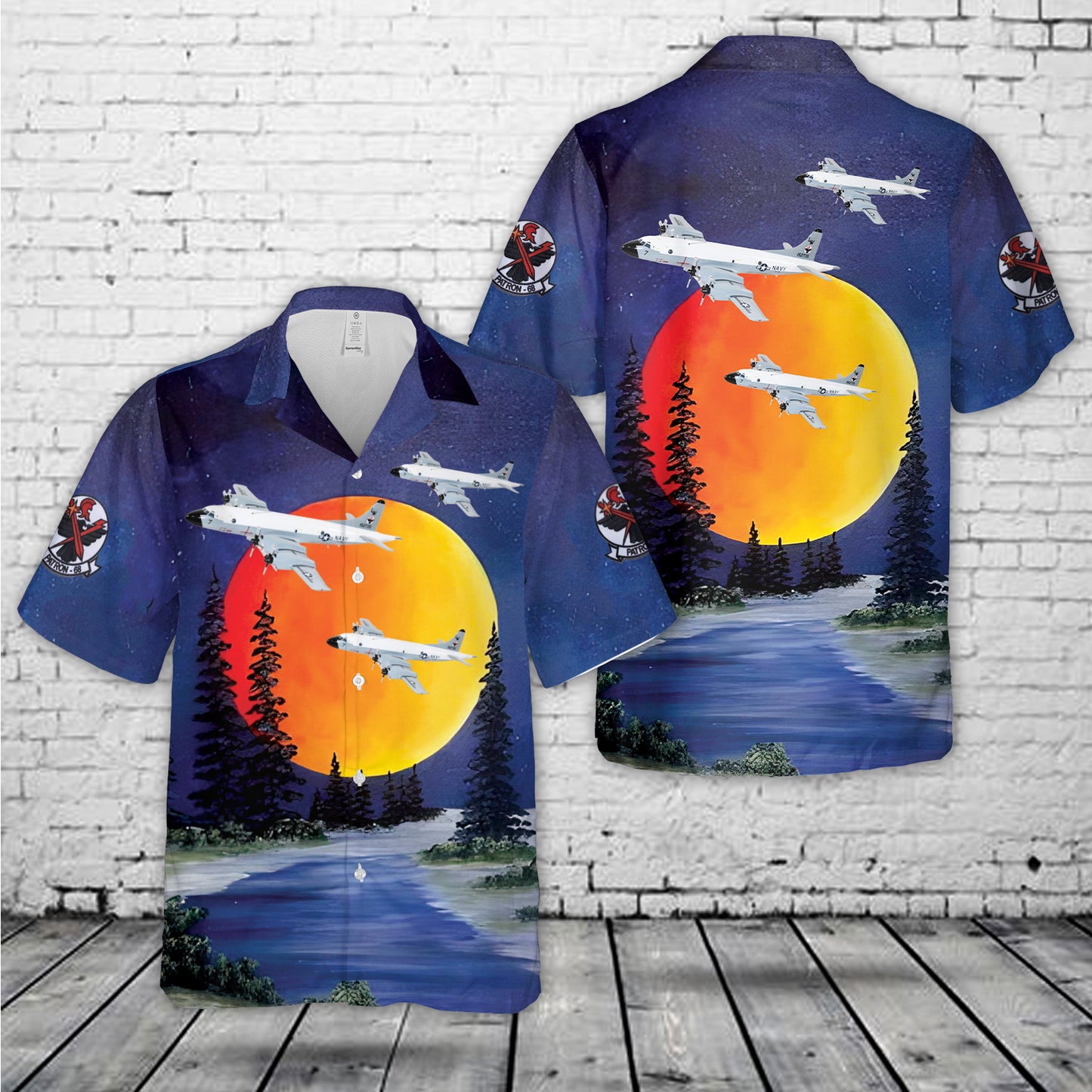 US Navy VP-68 Blackhawks P-3B Orion Hawaiian Shirt