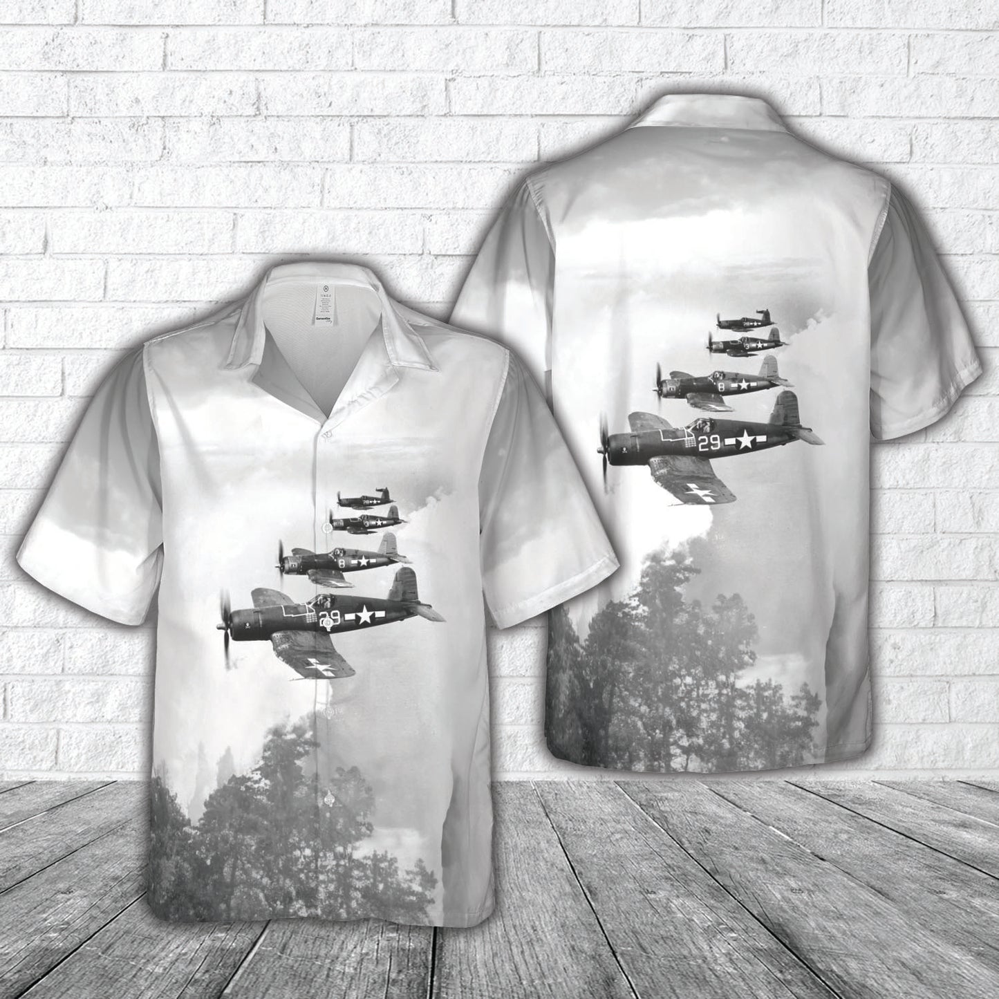 US Navy Vought F4U-1A Corsairs of Fighter Squadron 17 (VF-17) Jolly Rogers Hawaiian Shirt