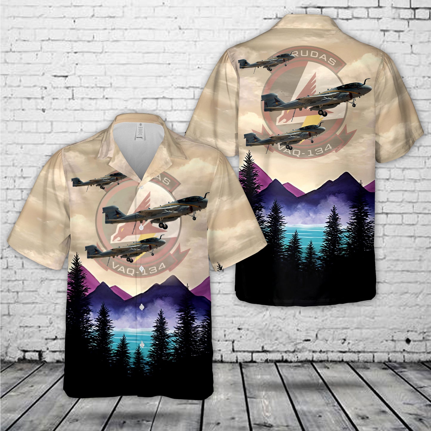 US Navy grumman ea-6b prowler Electronic Attack Squadron 134 (VAQ-134) ''Garudas'' Hawaiian Shirt