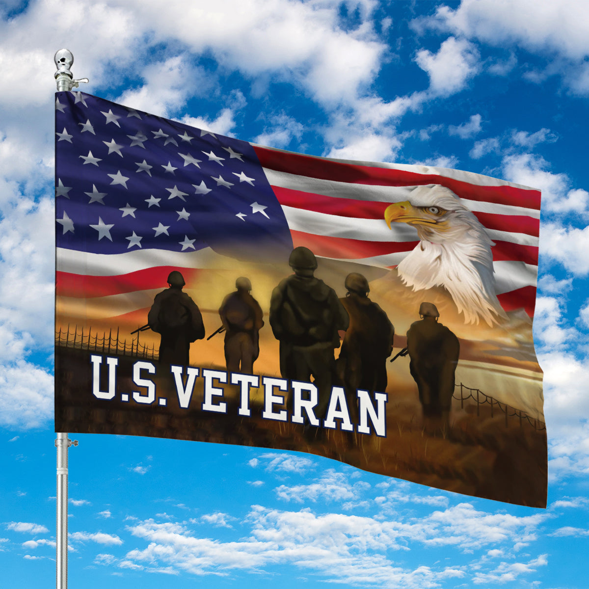 US Veteran Soliders House Flag