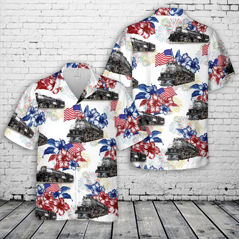 Union Pacific Steam Locomotive 4014 BIG BOY, 4th Of July Hawaiian Shirt