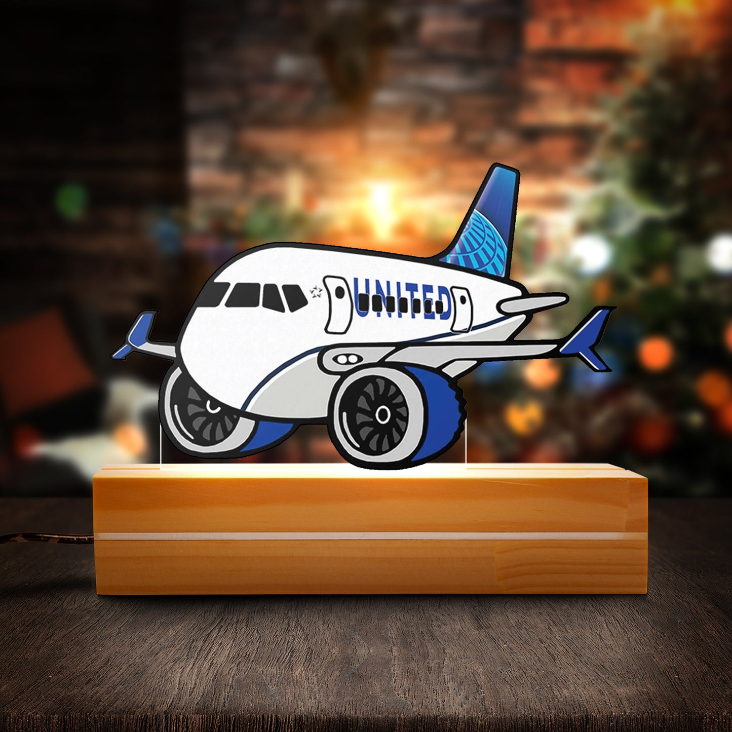 United Airlines B737 MAX Custom Shape Tail Photo Night Light