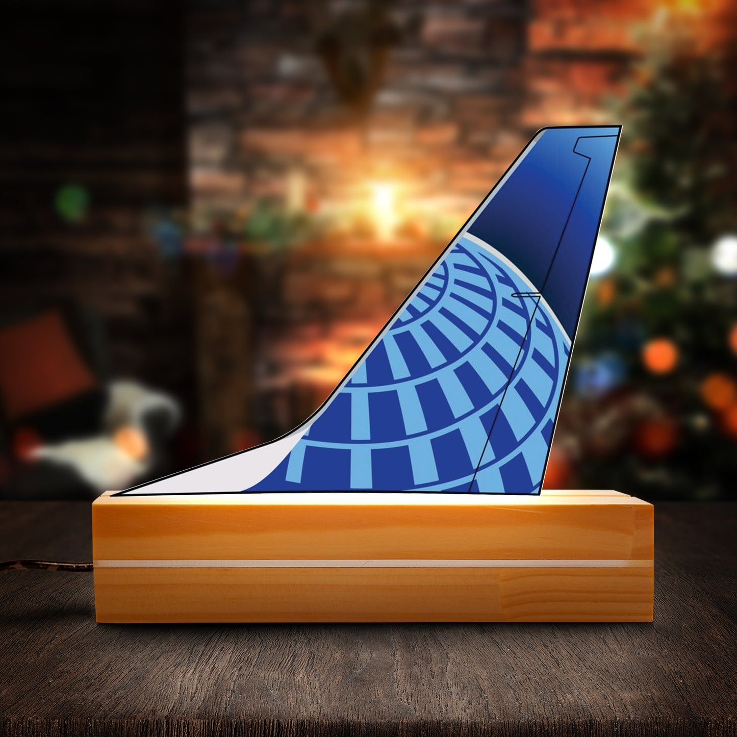 United Airlines Boeing 737-800 "Blue Evolution" Tail Custom Shape Photo Night Light