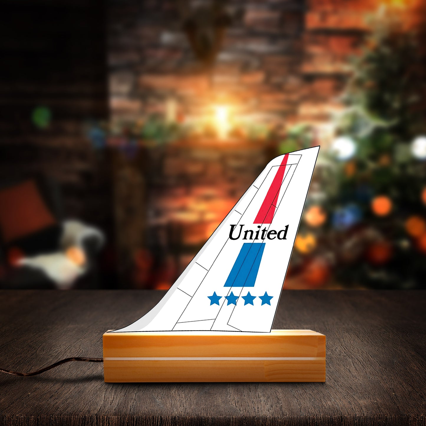 United Airlines Boeing 747-100 Friendship Livery Tail Custom Shape Photo Night Light