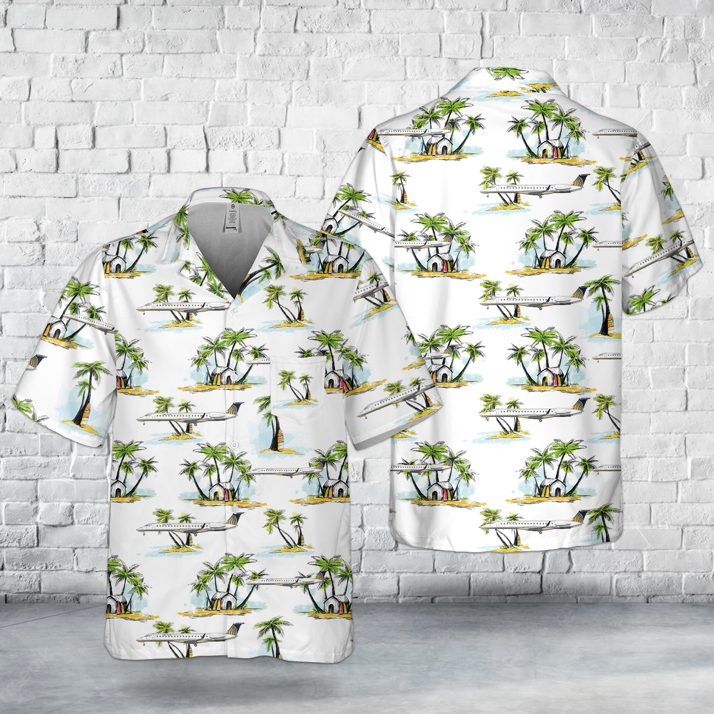 United Express Embraer 145 Pocket Hawaiian Shirt