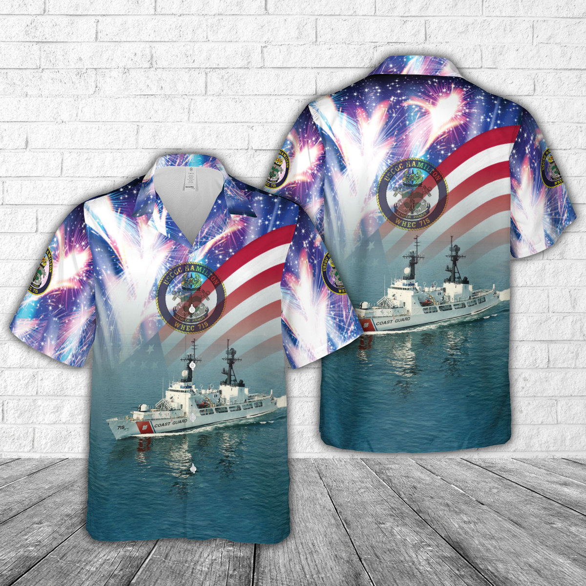 United States Coast Guard high endurance cutter USCGC Hamilton (WHEC-715), 4th Of July Hawaiian Shirt