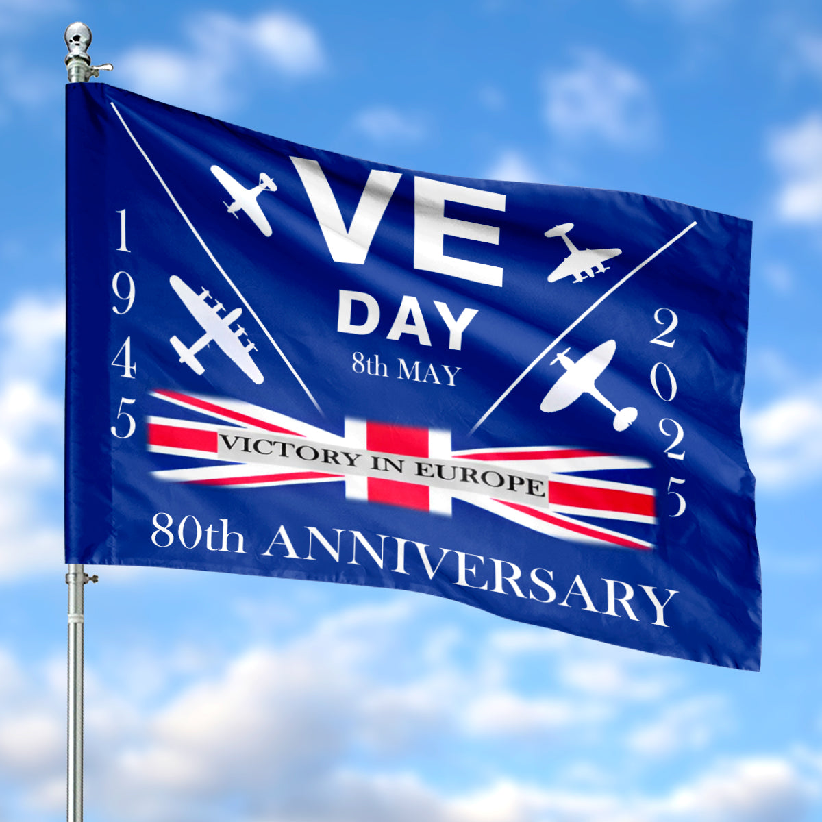 VE Day 80th Anniversary (1945-2025) House Flag