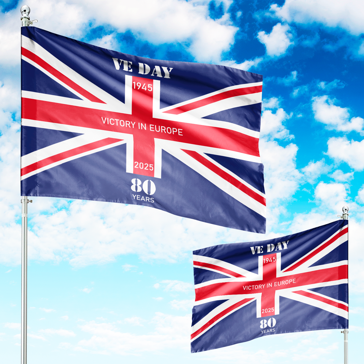 VE Day 80 Years Vintage 1945 House Flag