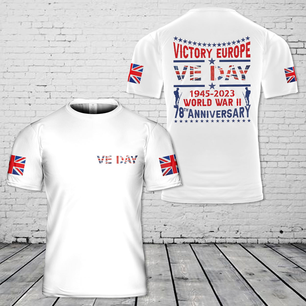 VE Day Victory In Europe End Of World War II 1945 3D T-Shirt