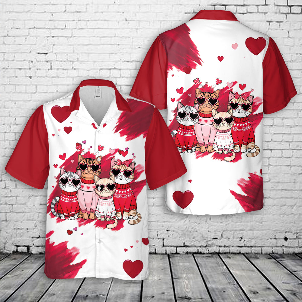 Valentine Cats Hawaiian Shirt