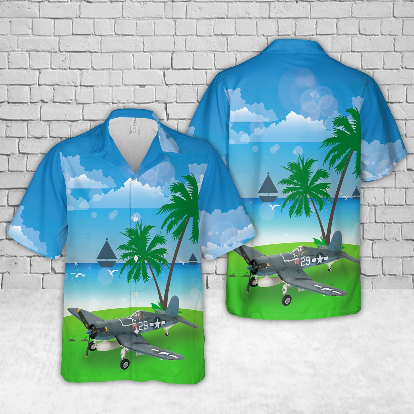 Vought F4U-1A Corsair White 29 Pilot: Lt(JG) Ira C. Kepford VF-17 Jolly Rogers US Navy 1944 Hawaiian Shirt