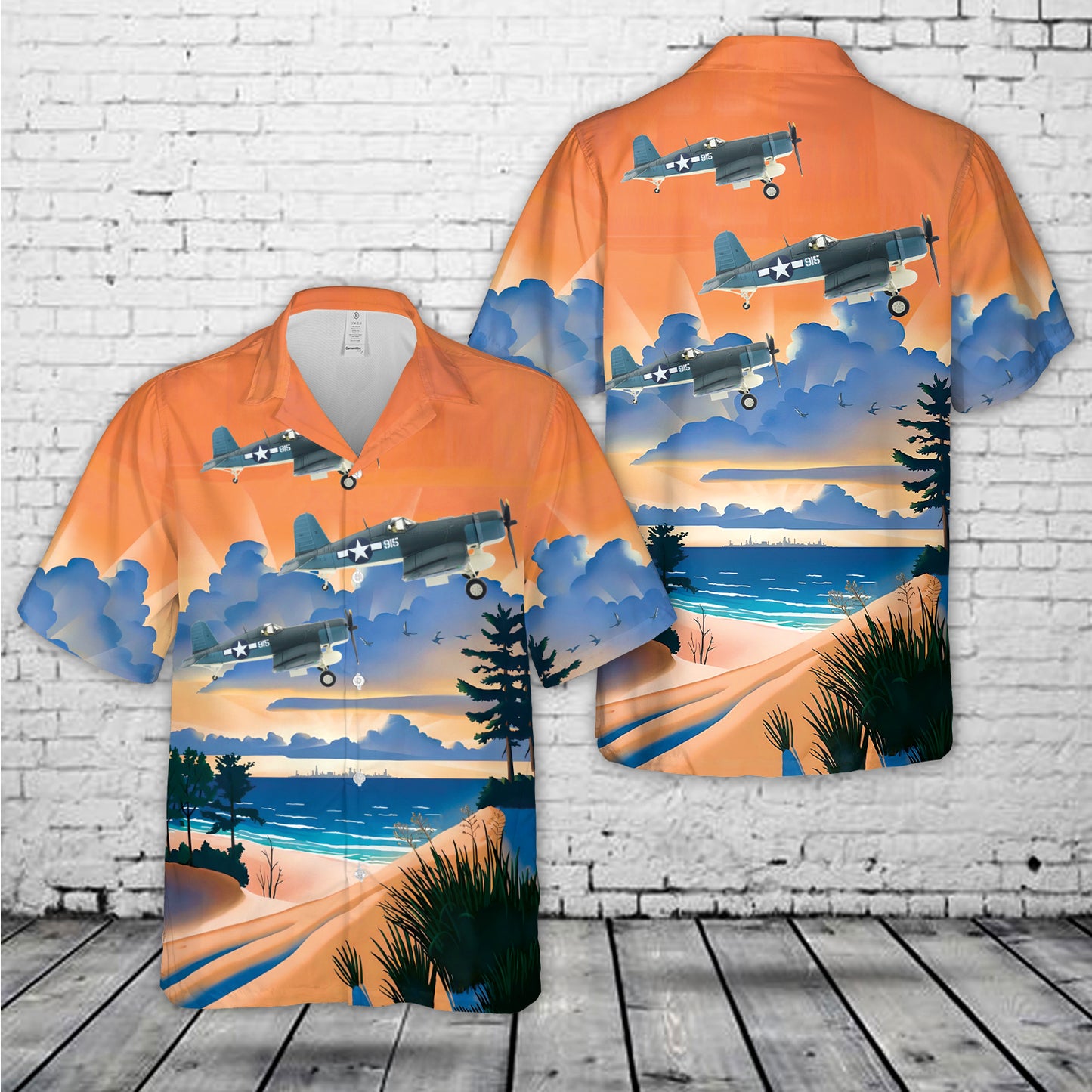 Vought F4U-1A Corsair #915 Major Greg -Pappy- Boyington VMF-214 Black Sheep US Navy Rabaul 1944 Hawaiian Shirt