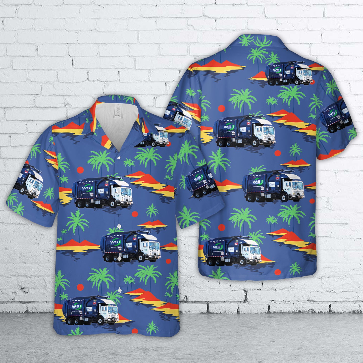 WSI 598 Waste Services Canada Inc Mack MR Labrie Optimizer front load Garbage truck Hawaiian Shirt