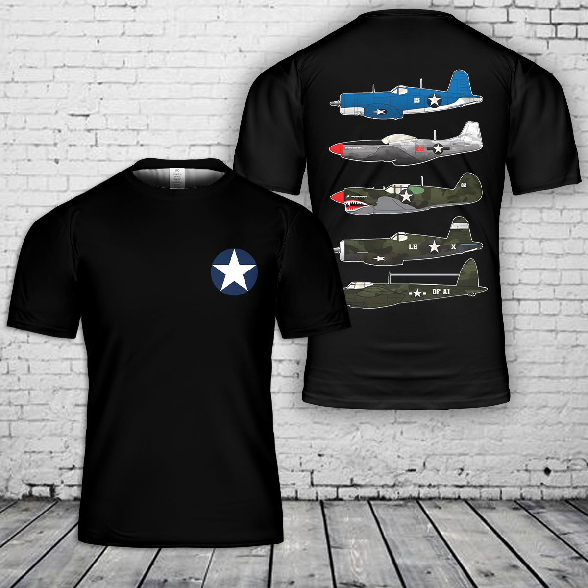 WW2 Warbirds American WW2 planes 3D T-Shirt