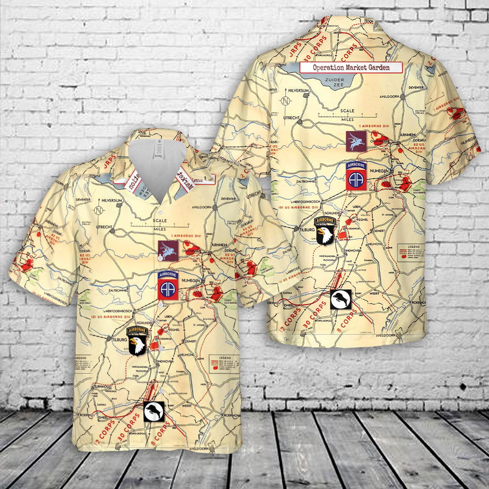 WWII September 1944 Operation Market Garden British and U.S. DROP ZONES Battlefield Hawaiian Shirt