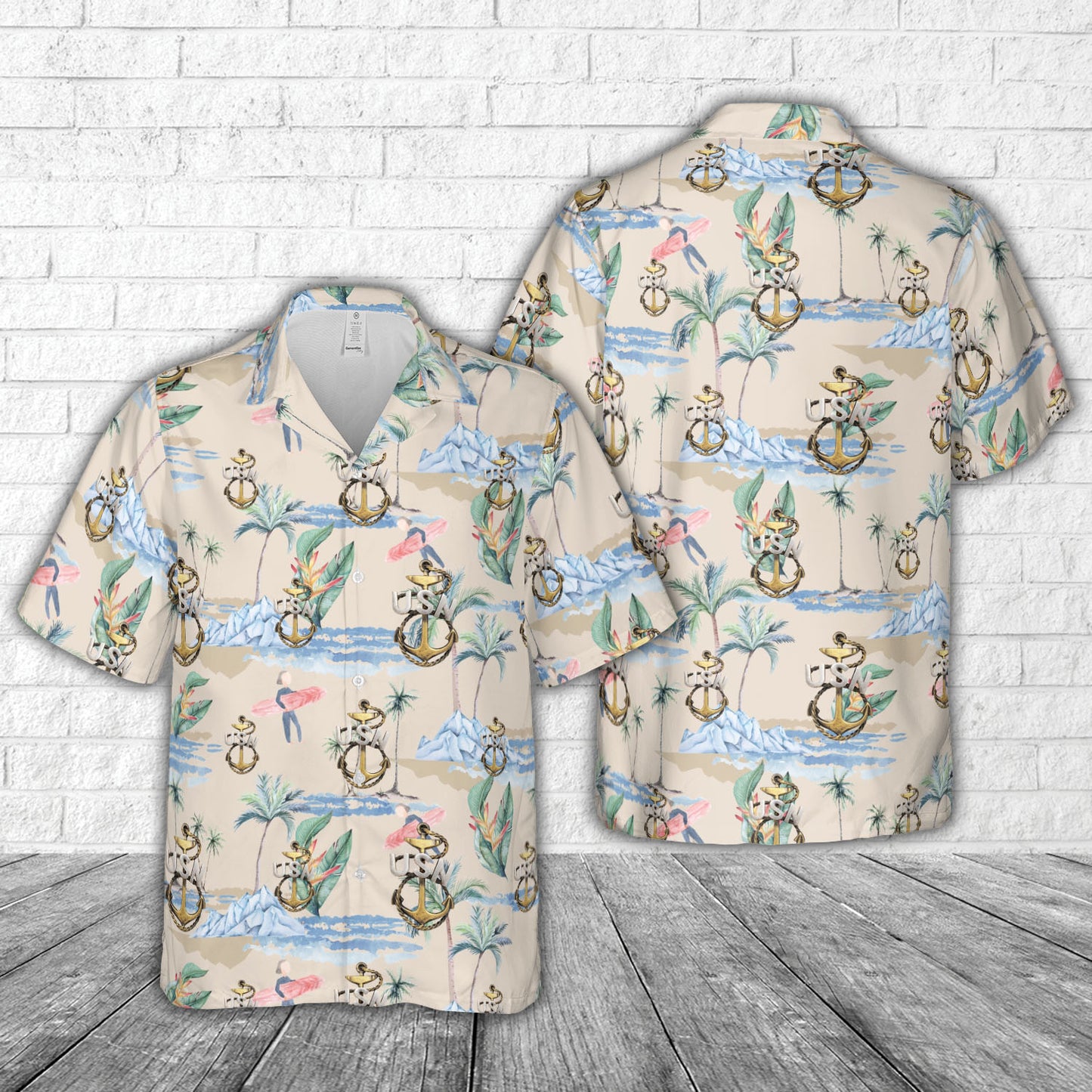 WWI US Navy CPO Badge Hawaiian Shirt