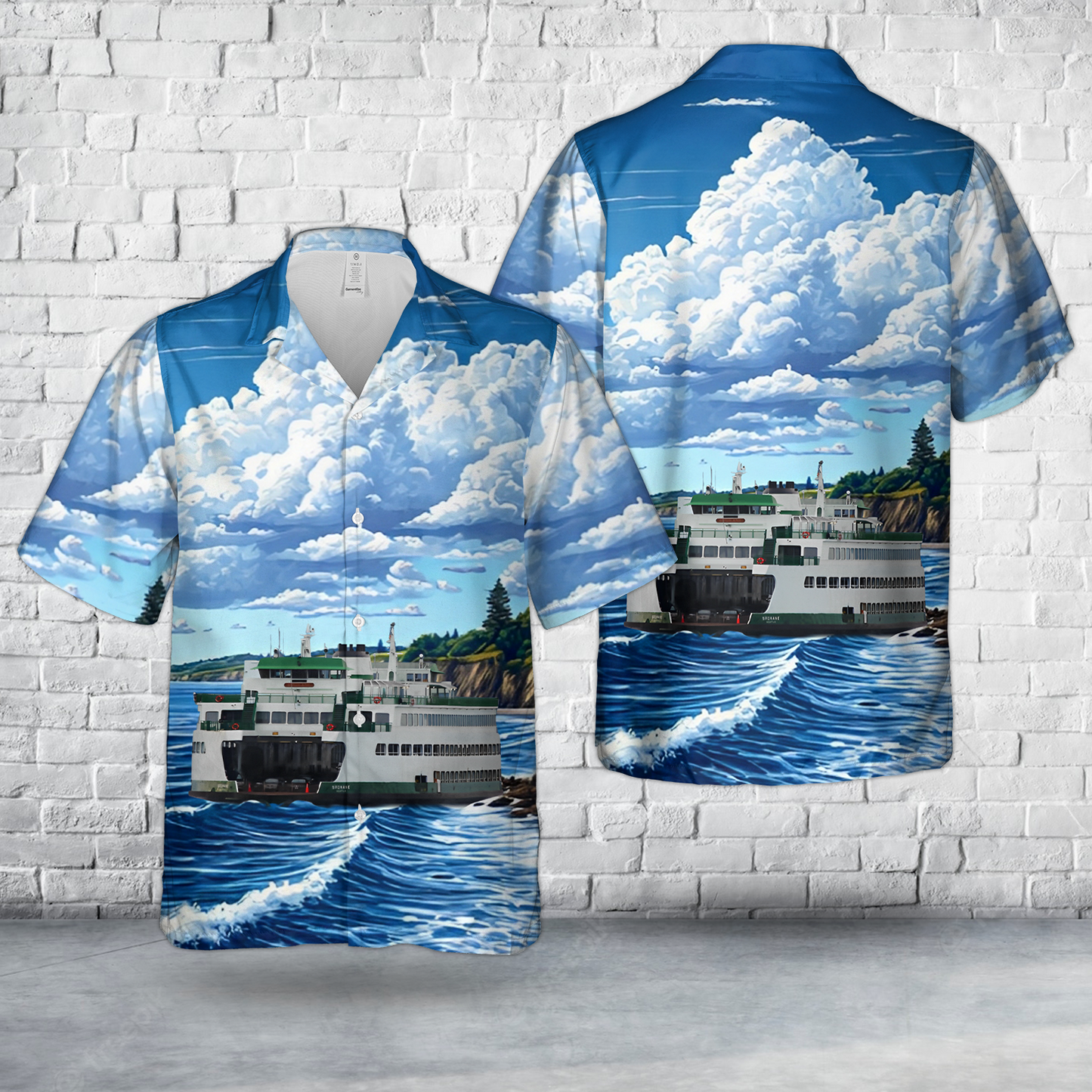 Washington State Ferry M/V Spokane Hawaiian Shirt
