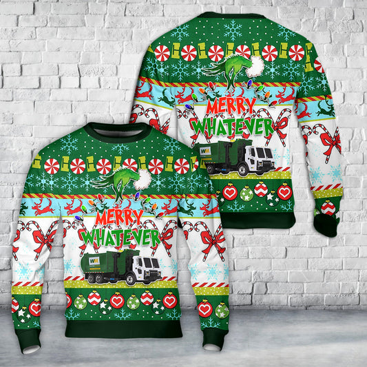 Waste Management Mack LR with McNeilus ZR Side Loader Christmas Sweater