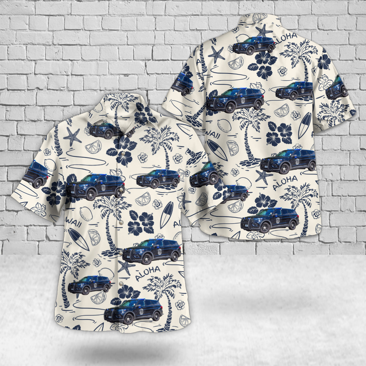 Waterville ME Police Cruiser 1072 2020-2022 Ford Police Interceptor Utility Hawaiian Shirt
