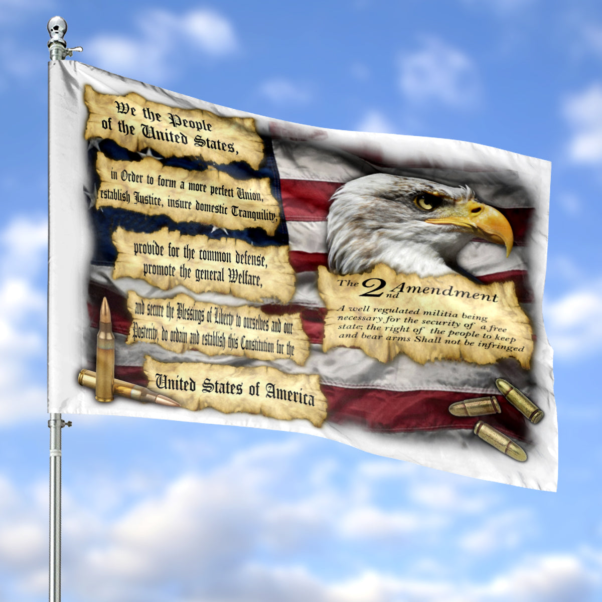 We The People Eagle 2nd Amendment, 4th Of July House Flag