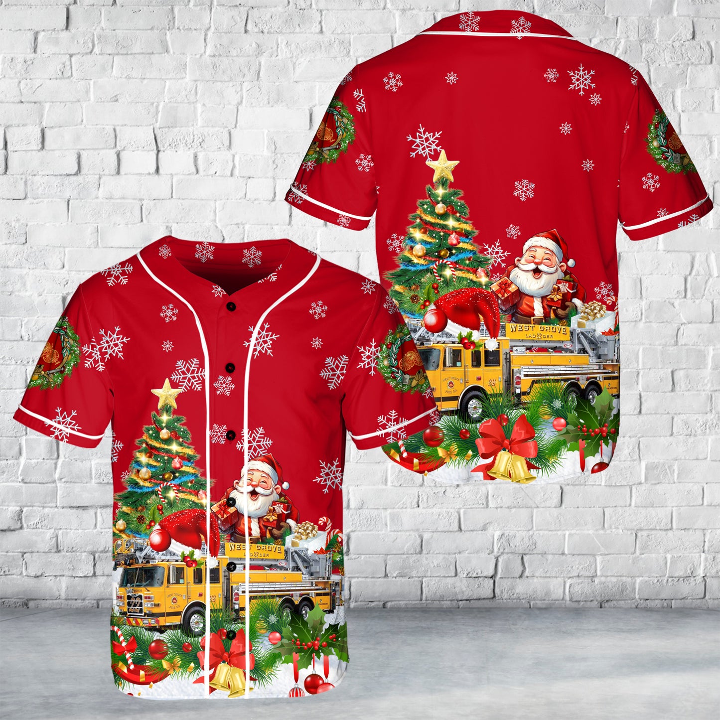 West Grove Fire Company Station 22 Christmas Baseball Jersey