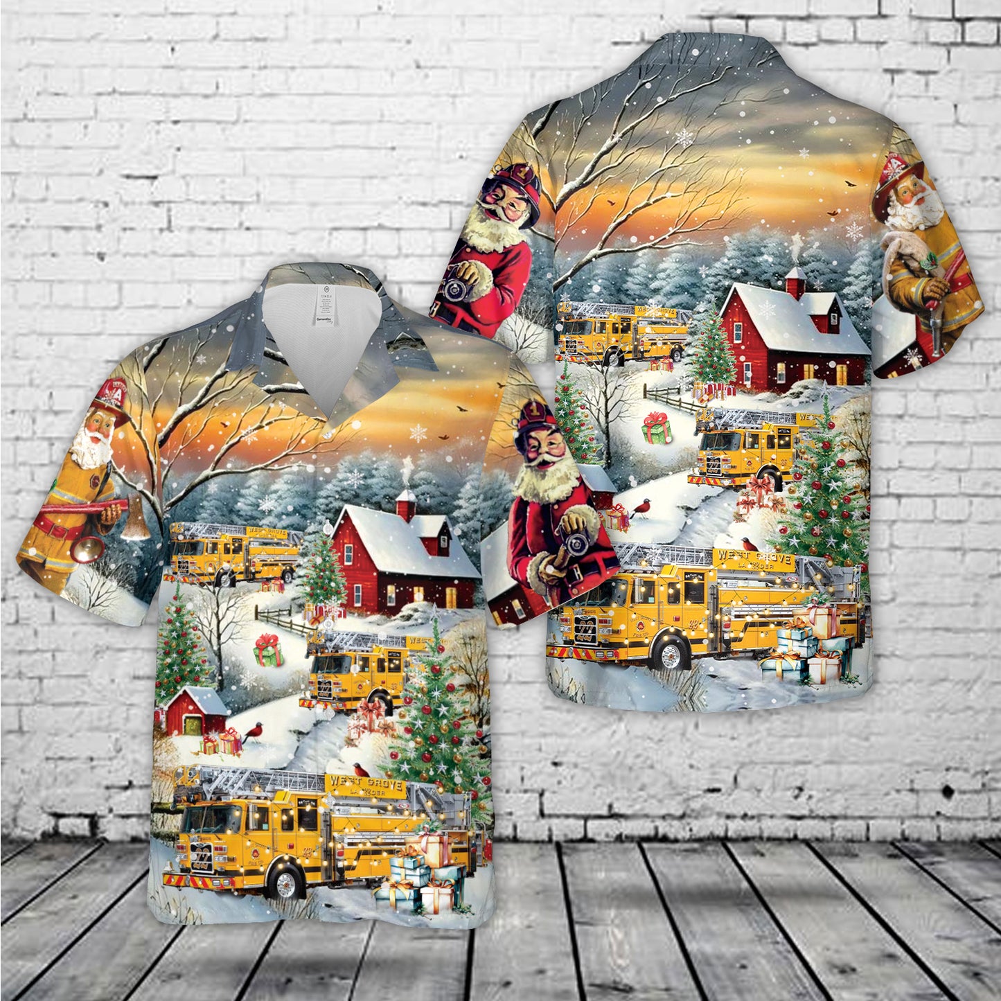 West Grove Fire Company Station 22 Christmas Hawaiian Shirt
