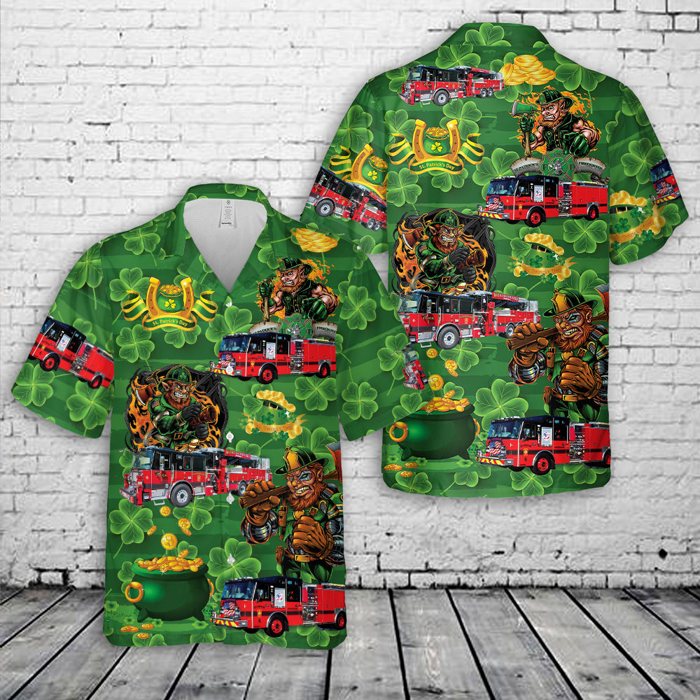 Westborough Fire Department, Massachusetts St Patrick's Day Hawaiian Shirt